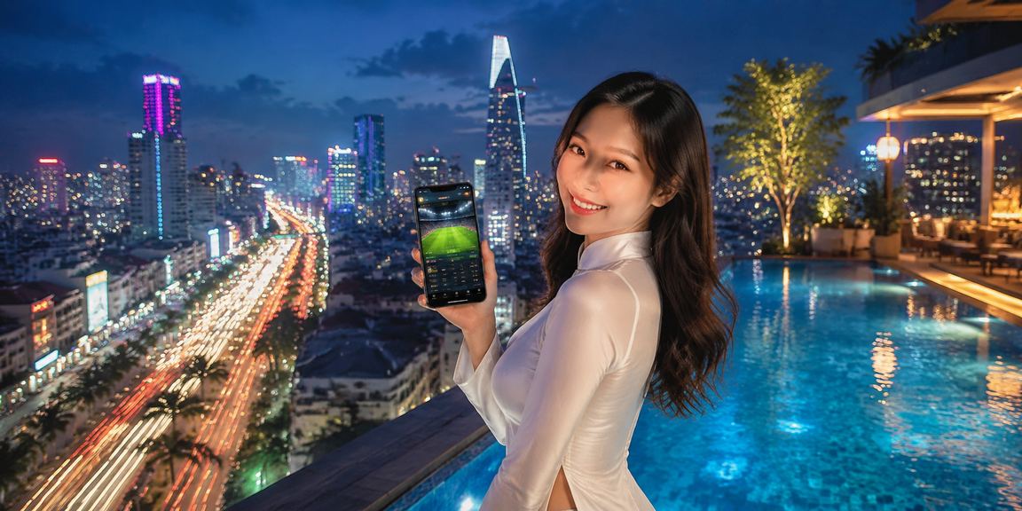 Người chơi tại TP Hồ Chí Minh xem thông tin cá cược thể thao trong trang phục áo dài