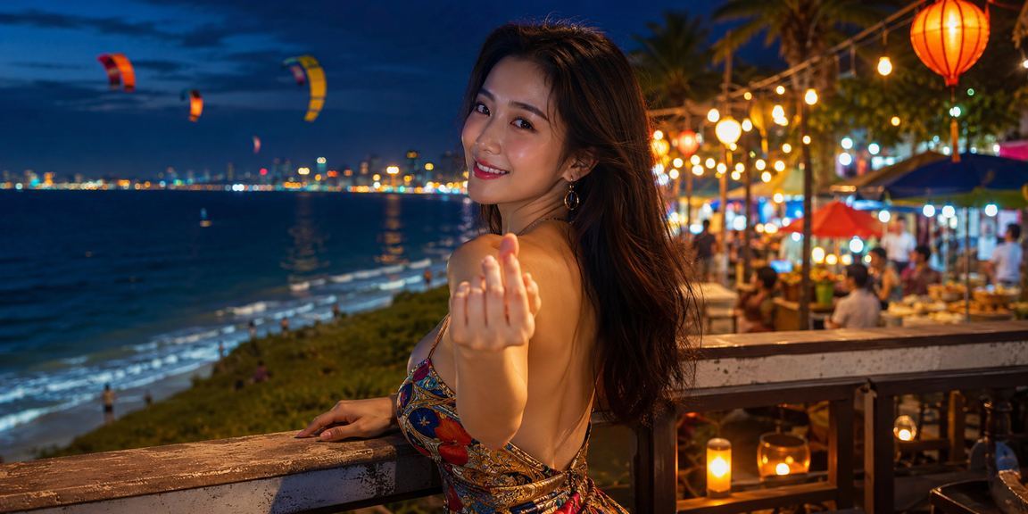 Không gian chơi game đêm tại Mũi Né với ánh đèn rực rỡ